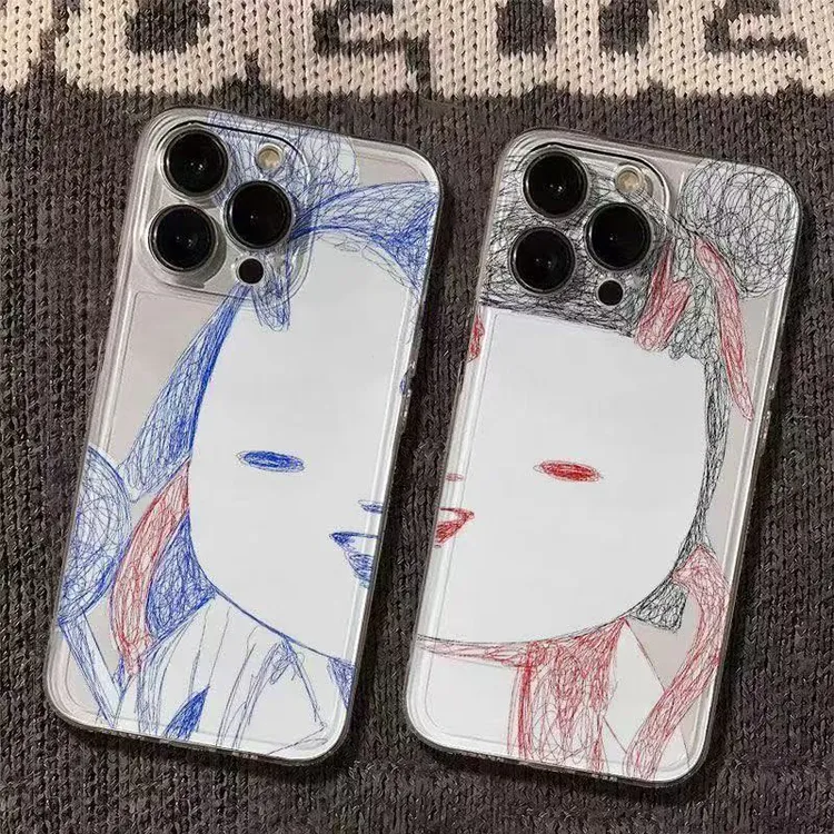 红蓝线条魔丸适用苹果华为vivo小米oppo手机壳女款iphone15/16/14