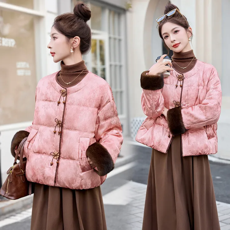 2025冬季新款高级感新中式羽绒服女小个子保暖显瘦白鸭绒国风外套