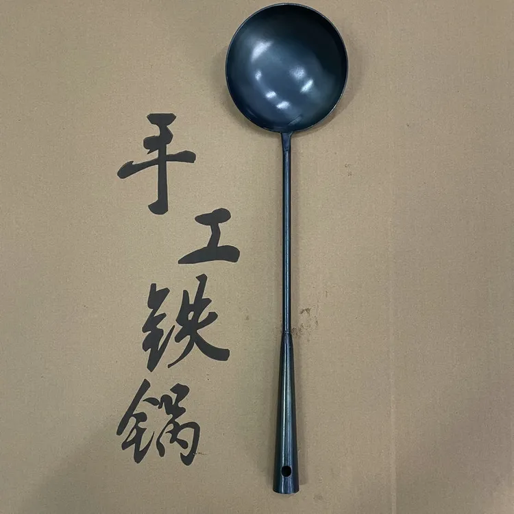 【新人补贴】手工锻打熟铁炒勺木把炒勺家用 厨具炒菜勺子 蛋饺老式