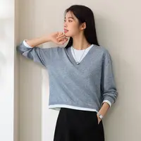 伊芙丽假两件设计感气质针织衫2025秋新休闲百搭毛衫女1G9932291