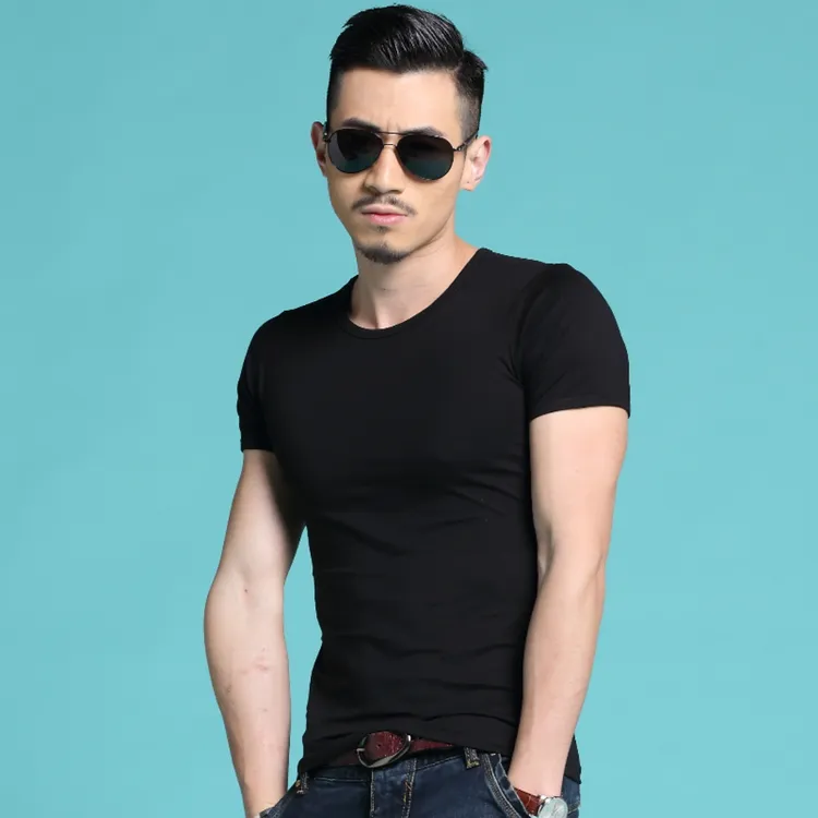 2件】男士短袖t恤修身体桖夏季半袖内搭纯棉贴身紧身健身打底衫潮