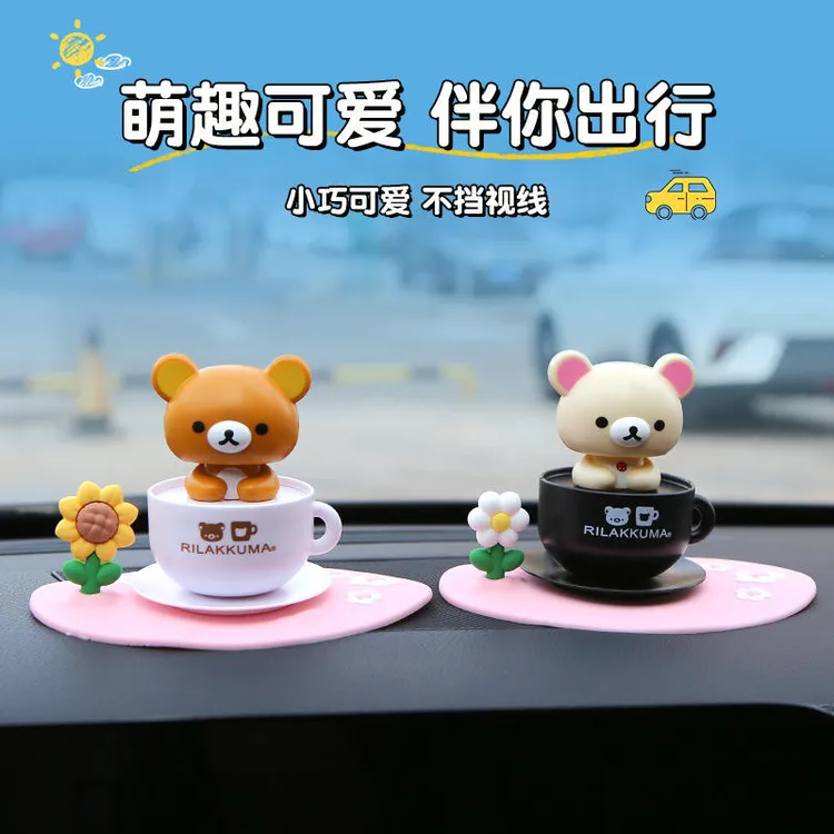 日系古早卡通轻松熊点头礼品摆件生日礼物朋友创意女车内饰品可爱