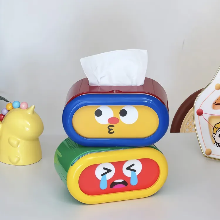 会变脸的纸巾盒多巴胺创意抽拉顺滑弹簧升降抽纸盒卡通桌面抽纸巾