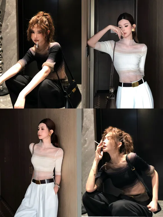 婉君【权威来了】夏季韩版复古时尚气质修身显瘦上衣LWJ25C3T2223