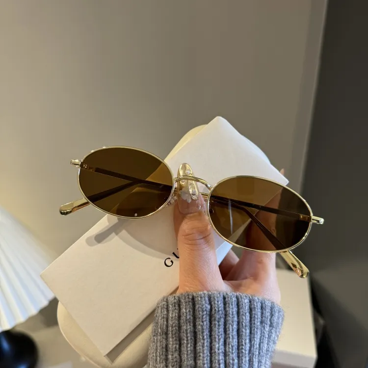 2025款日系复古潮流时尚小框小脸金属圆形墨镜女太阳镜男出游拍照