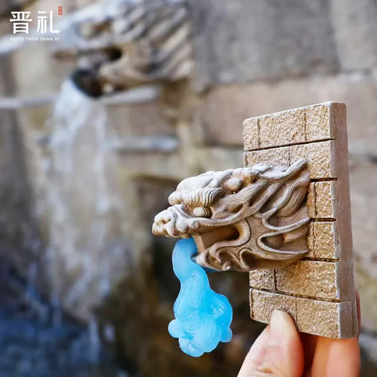晋礼山西文创晋祠难老泉龙头3D立体树脂冰箱贴摆件旅行创意纪念品