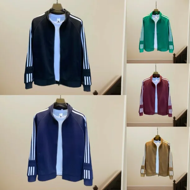 男士春秋季刺绣原色显瘦薄款透气夹克外套百搭运动时尚潮流休闲