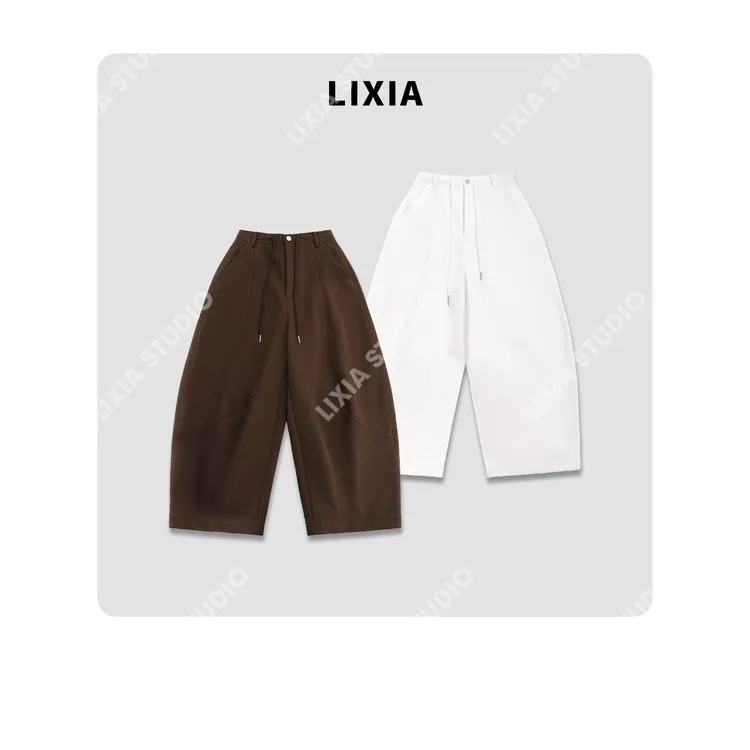 LIXIA【廓度逸形】INS风简约加厚加绒舒适弯刀长裤休闲裤-D10237