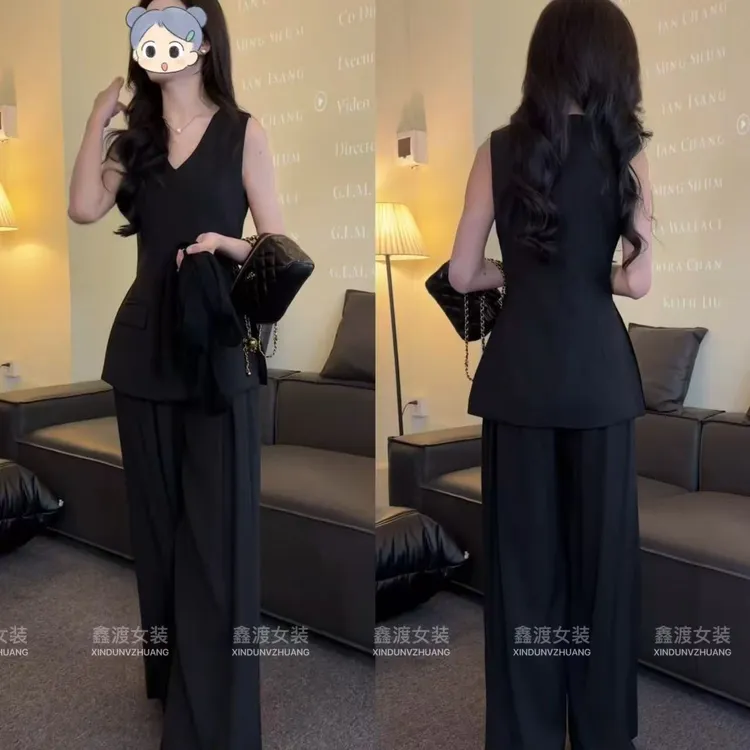 2025夏季新款时尚显瘦气质女士网红洋气两件套百搭款D9496