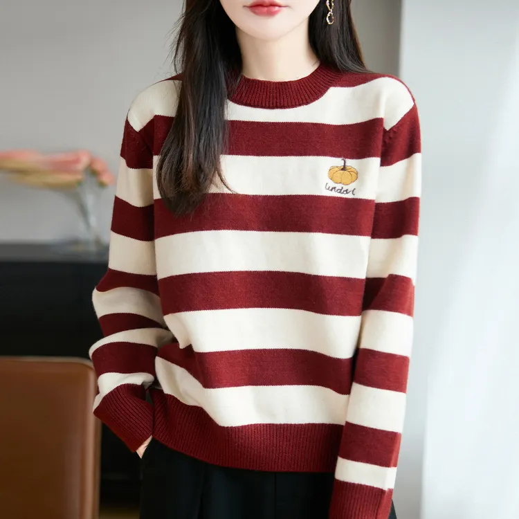 大码女装胖mm秋冬半高领女士条纹毛衣遮肚子内搭可外穿针织打底衫