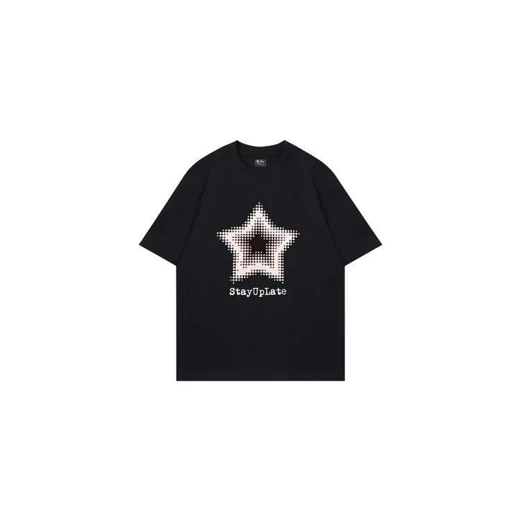 STAY UP LATE星星点点美式复古高街印花字母休闲亲肤短袖男女同款