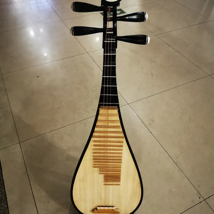 基础入门级硬木背板带黑漆牡丹头成人琵琶