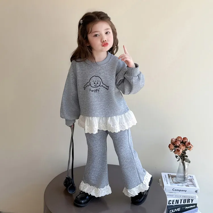 女童秋季套装2025新款韩版卡通套头女宝宝卫衣洋气秋装休闲两件套