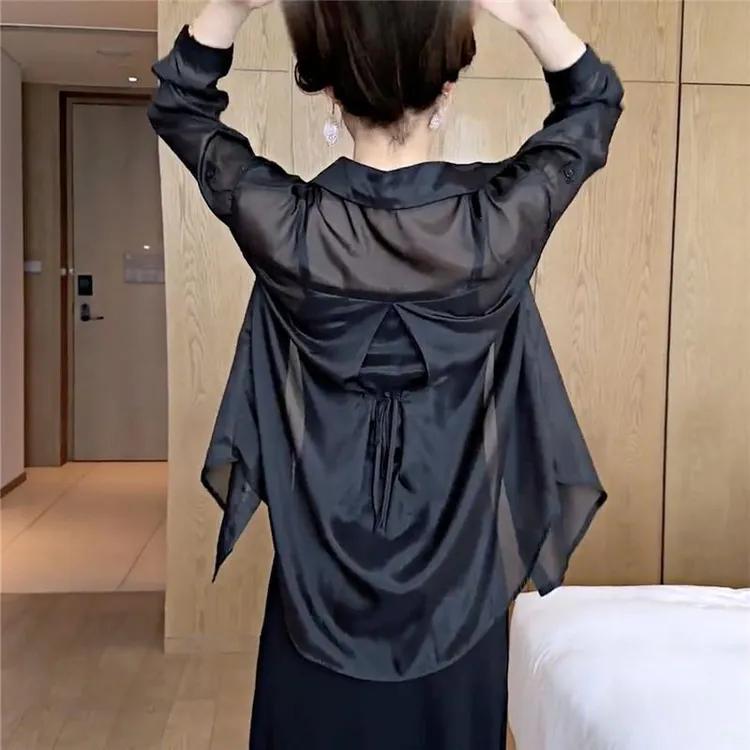 防晒衬衫女薄款2025夏季新款外搭开衫配吊带裙防晒衫薄纱雪纺上衣