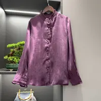 中式上衣复古传统改良秋季霜感女装素色宽松气质上衣6595
