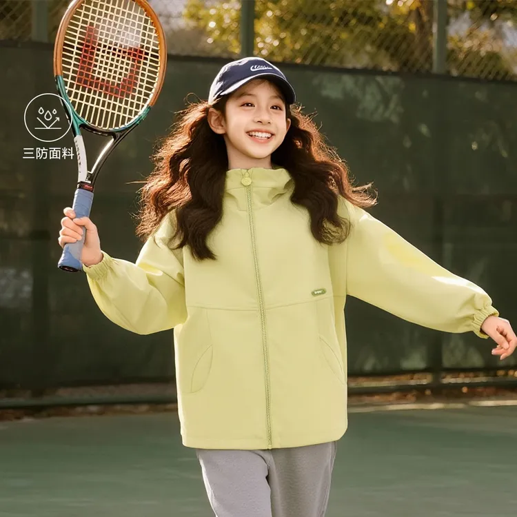 笛莎童装女童宽松连帽星星外套春秋儿童女洋气休闲上衣-732546011