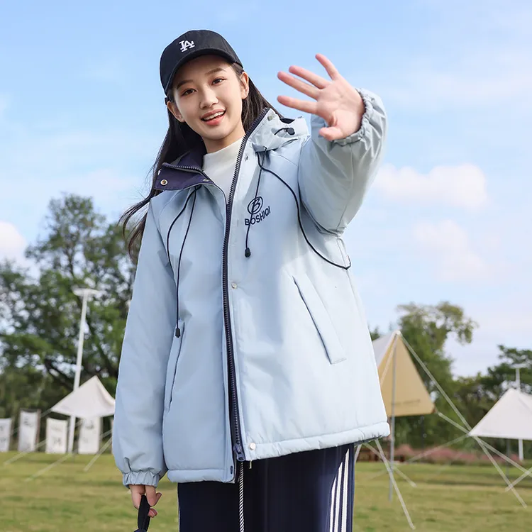 初中生秋冬款2025新款宽松连帽加厚保少女棉服暖高中学生棉衣外套