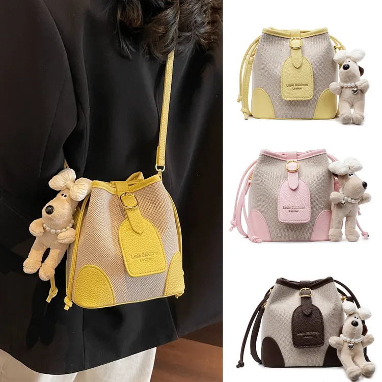 夏天水桶小包包女爆款2025新款网红流行单肩包时尚百搭帆布斜挎包