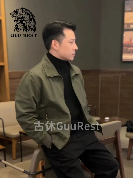 GuuRest纯棉夹克春秋季男款外套 宽松百搭复古休闲短款外套春季
