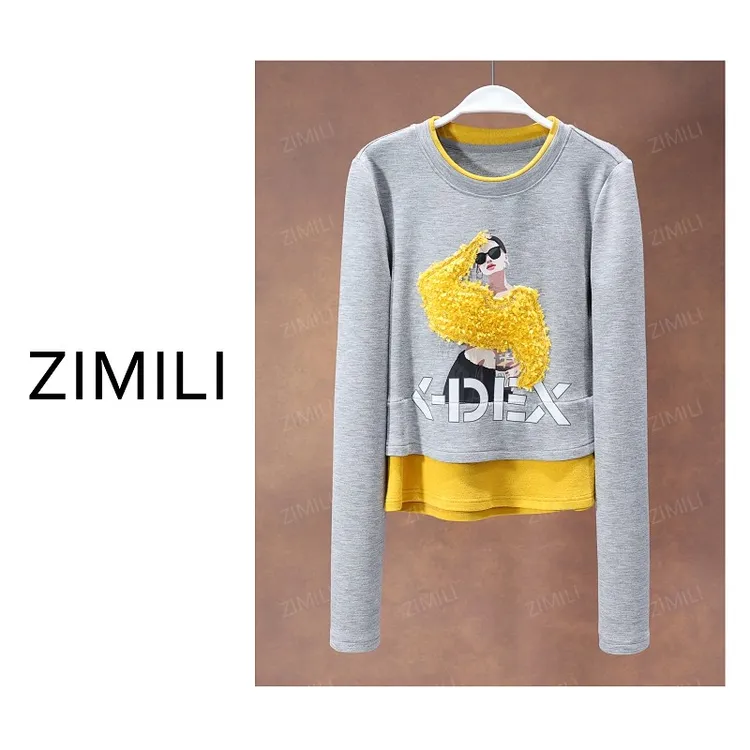 【亮哥欧货女装】冬季热感天丝《定格》灰黄高弹显瘦打底上衣26132-B1