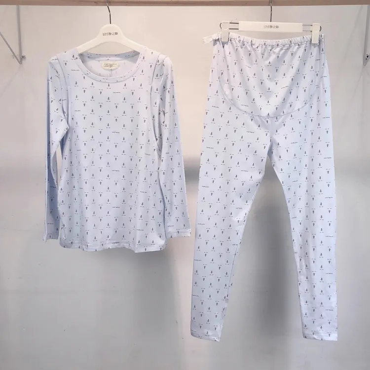蕴香孕妇秋衣裤套装纯棉秋冬棉毛衫孕期月子哺乳衬衣家居服70101