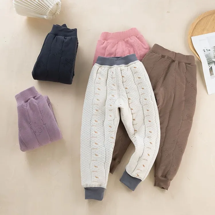 儿童冬季三层夹棉保暖裤棉裤温变校服神器110-180