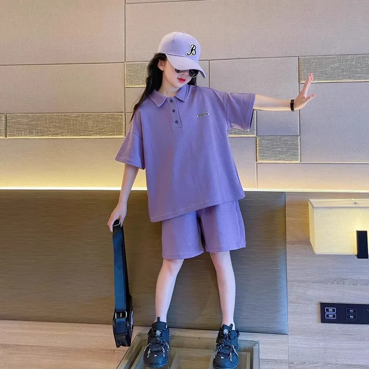 女童套装夏款2025新款儿童Polo洋气时髦童装大童夏季短袖运动夏装