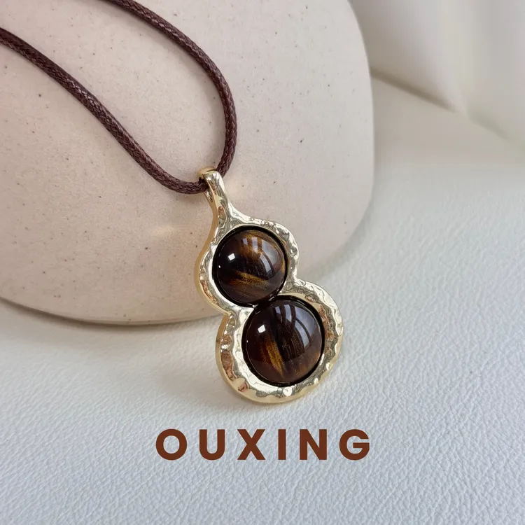 铜合金棉绳项链 [咖葫芦]复古精致时尚百搭气质经典葫芦坠链