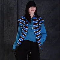 fozafozza脏染喷脏长袖钻基础印花T恤