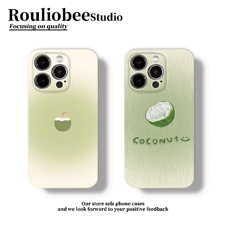 绿色油画椰子适用苹果16promax手机壳iPhone15华为vivo小米oppo套