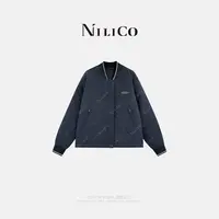 NILICO【蓝色天空】男女同款青春减龄羽棉绗格百搭棒球领棉服