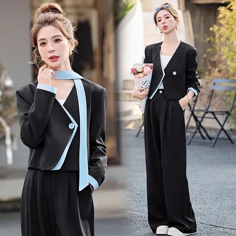 时尚套装女装2025年春季春天衣服气质大方两件套外套裤子休闲套装