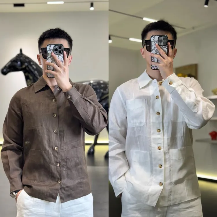 古帝特尼出品新款高端气质设计师男女同款100%亚麻衬衫外套TT-666