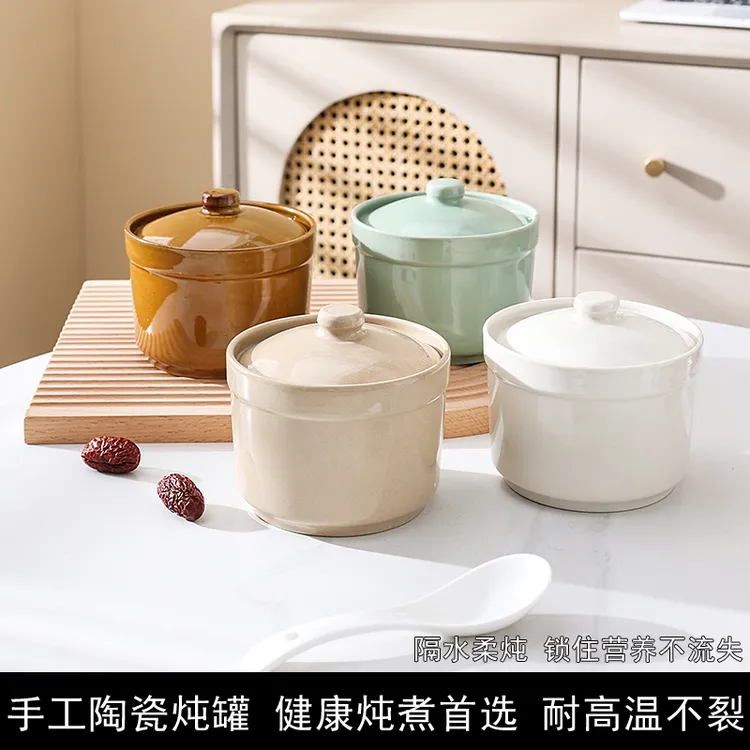 瓦罐陶瓷炖盅隔水炖炖罐带盖汤罐沙县小吃江西瓦罐煨汤家用蒸蛋碗