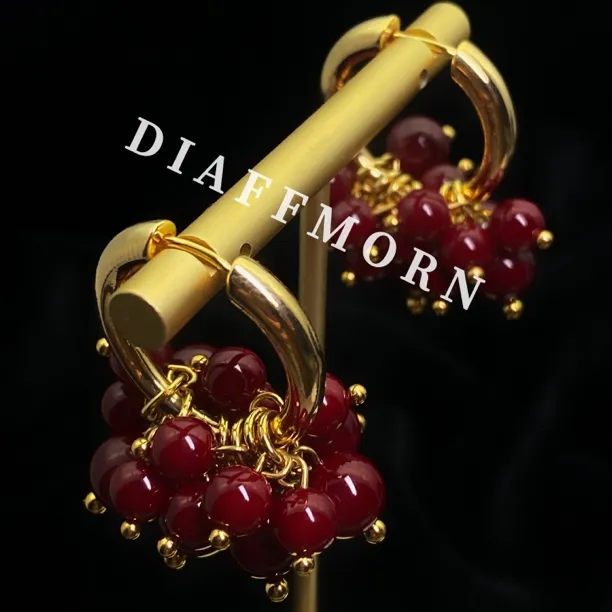 铜合金仿珍珠耳饰 DFM《一串相思2》新年红高级气质珠珠耳环