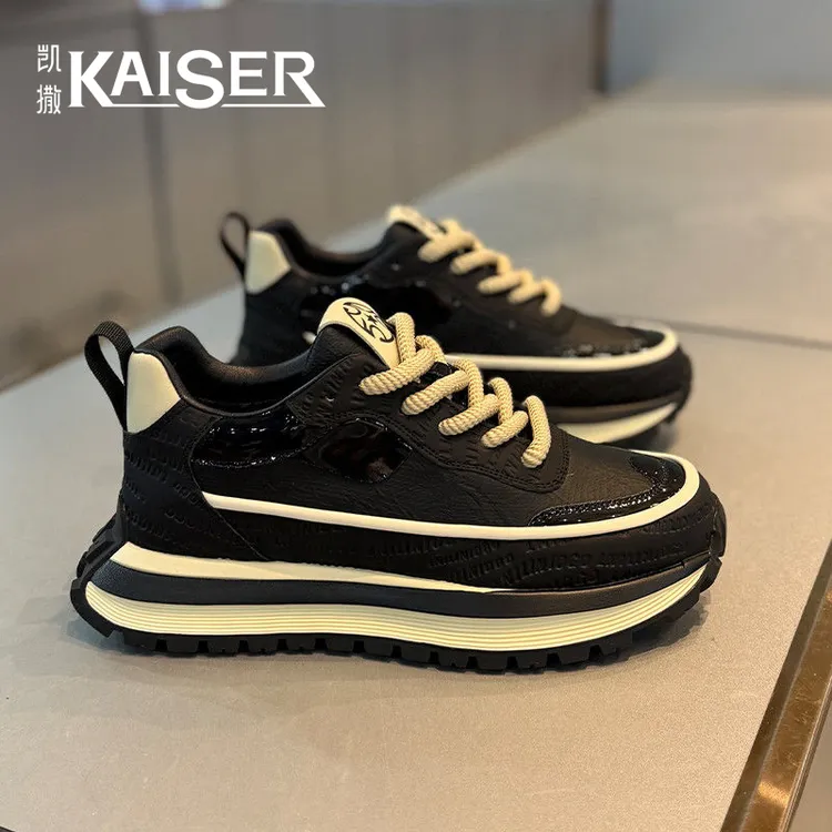凯撒男鞋四季百搭时尚运动休闲鞋子男款耐磨厚底增高老爹鞋-AC255