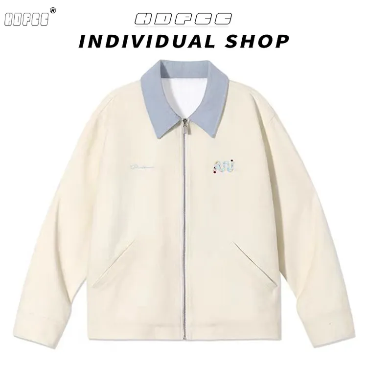 韩系甜美减龄刺绣翻领外套女装春秋季新款设计感宽松百搭夹克上衣