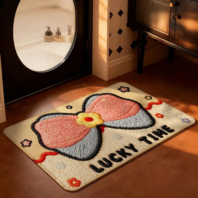 仿亚麻编织浴室地垫卫生间门口吸水防滑脚垫家用速干地毯卫浴垫子