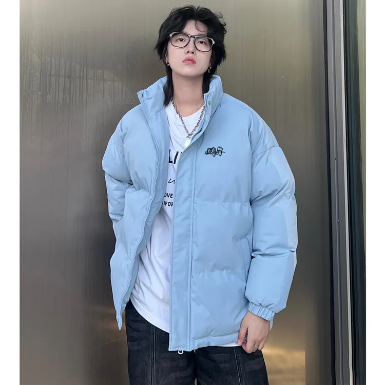 美式简约字母印花立领棉服男女秋冬季宽松百搭休闲外套保暖面包服