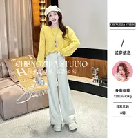 【裴诗婷】橙子studio【冬日热奶茶】MY0746慵懒风胸针套头圆领毛衣