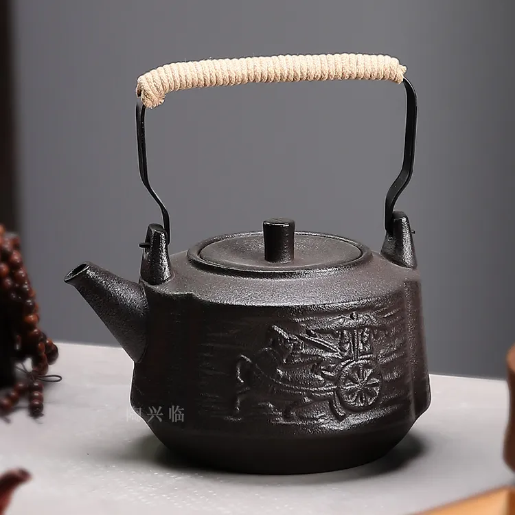 复古中式浮雕烧水壶户外围炉煮茶器可明火陶壶提梁壶办公室煮茶壶