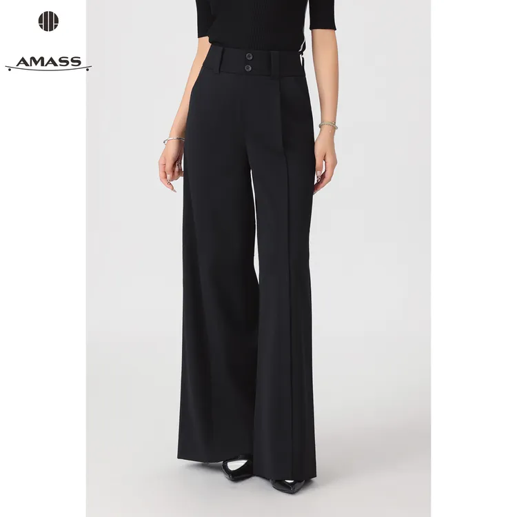 AMASS/阿玛施早秋新款设计师高级感气质时尚阔腿休闲裤女士510075