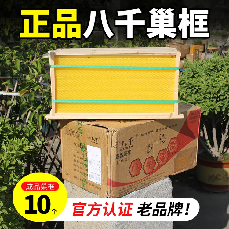 正品八千成品巢框中蜂意蜂杉木带框巢础片全套标准箱专用蜜蜂巢脾