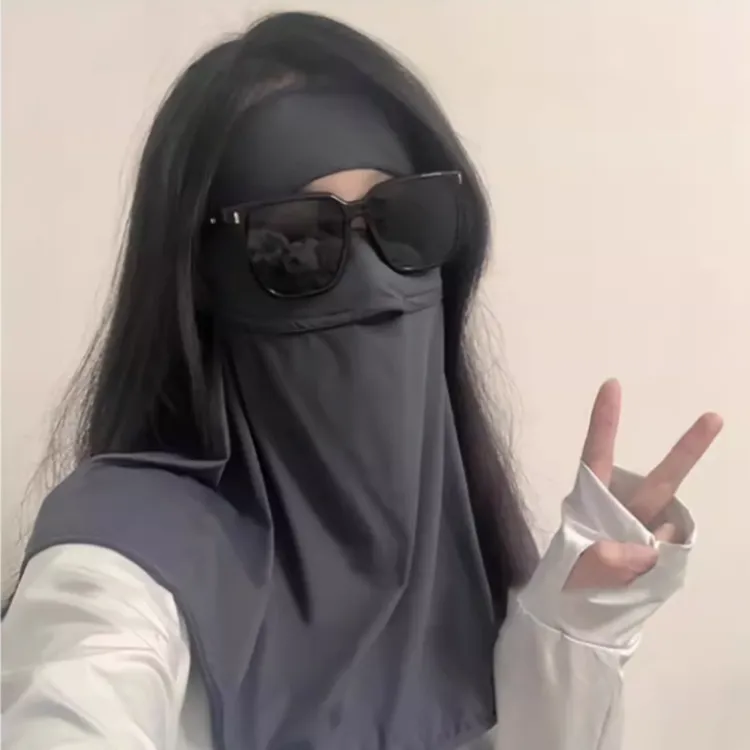 夏季防晒面罩女遮阳全脸冰丝透气口罩UPF加长款轻盈柔软户外户外