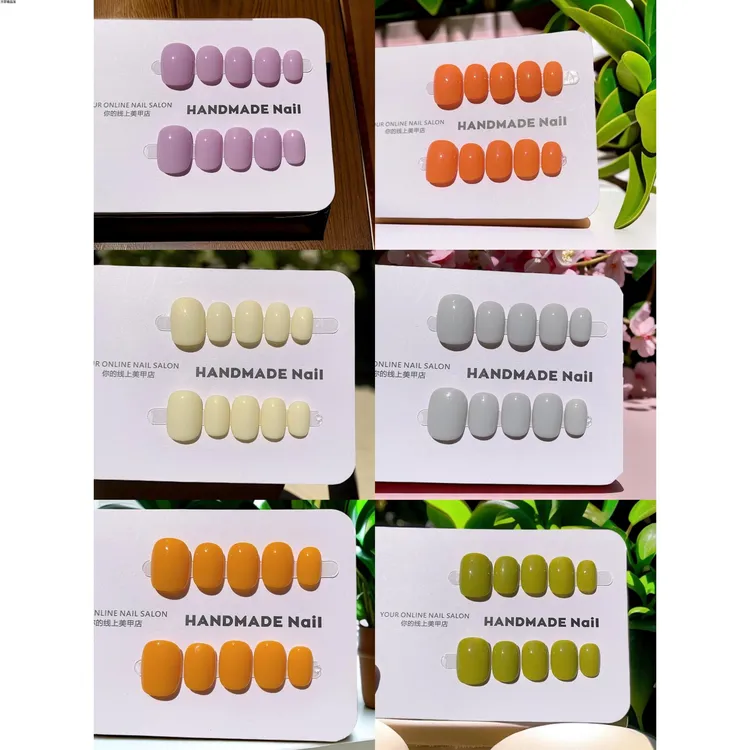 网红爆款热卖流行春夏季纯手工穿戴甲纯色2025新款简约美甲贴片