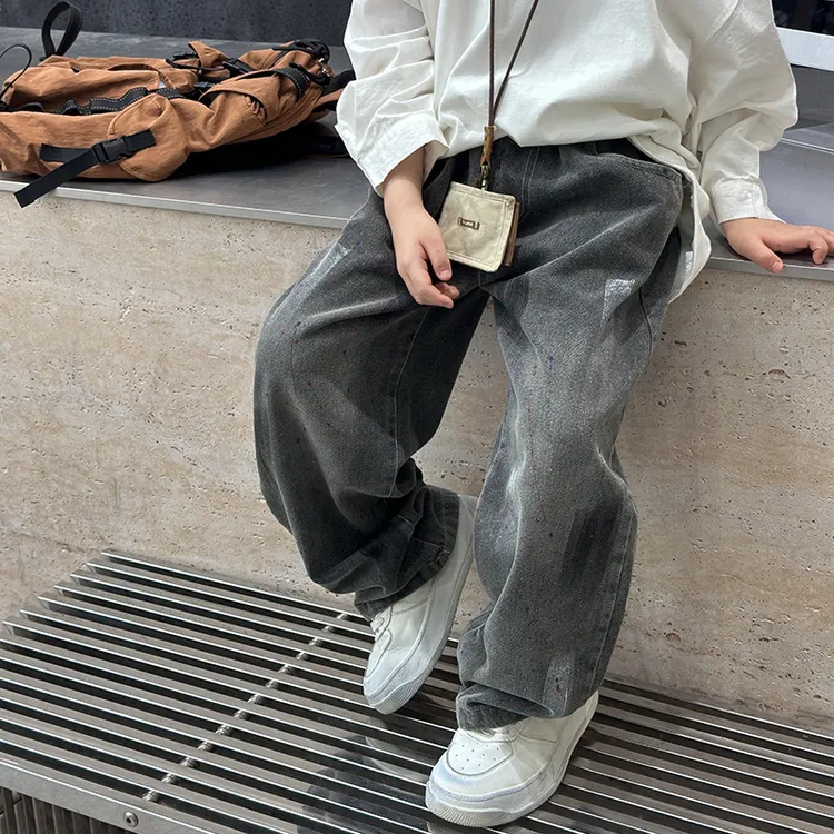 儿童牛仔裤男童春秋款裤子2025新款男孩春款炸街宝宝加绒加厚长裤