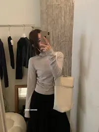 루루가−（fafa家）2025秋冬季新款半高领褶皱长袖保暖T恤女修身打底衫
