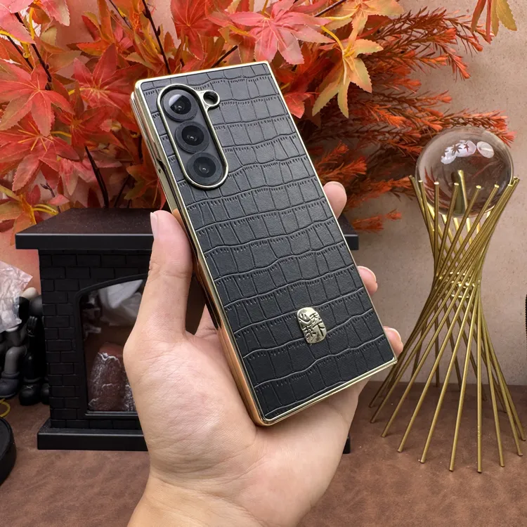 适用三星W24手机壳w23鳄鱼皮纹ZFold34567保护套高档心系天下w22