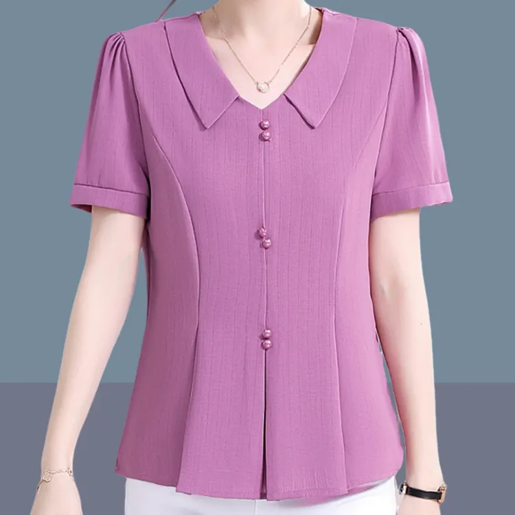 2025新款小个子妈妈T恤短袖洋气百搭上衣中老年夏装气质遮肚小衫