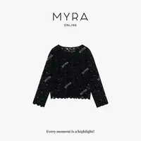 MYRA“千语”雪尼尔蕾丝钩花镂空长袖上衣XMSC025411